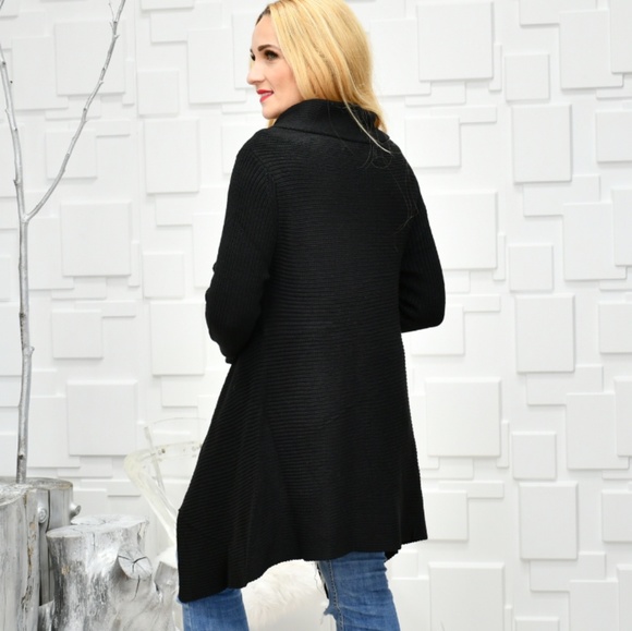Knit Long Cardigan Black Fall Trends Long Sleeve - Picture 2 of 4